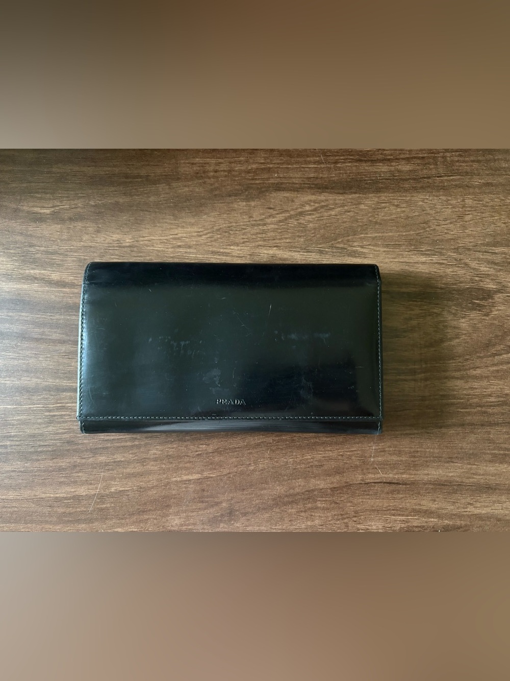 Prada Black Leather Wallet Clutch